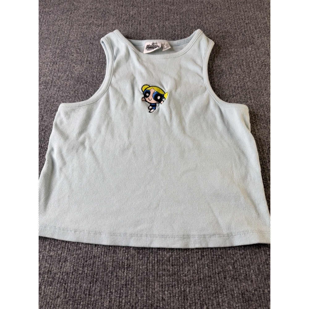Primark Powerpuff Girls Bubbles Ribbed Tank Top Womens L Blue Cartoon Network